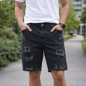 ASOS Black  Distressed High Rise Jean Shorts Size W36 91cm Pre-owned
